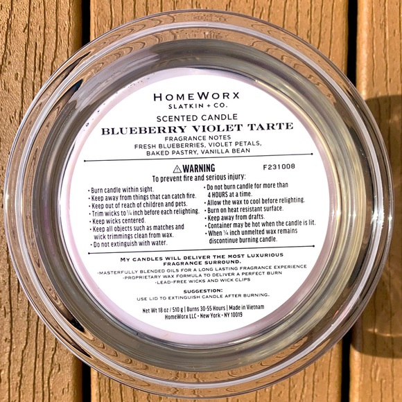 🆕BLUEBERRY VIOLET TART HARRY SLATKIN HOMEWORX 4 WICK 18oz CANDLE NWTS! - Picture 3 of 5